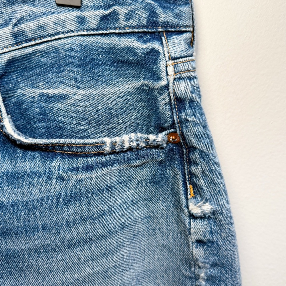 Agolde Parker denim shorts high rise distressed cutoff jean shorts western beach - Picture 10 of 12